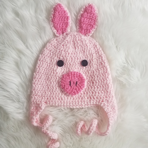 Other - Handmade crochet 🐷hat sz 6-18 months